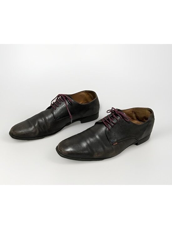 Mens Paul Smith Brown Leather Lace Up Shoes Almond Toe Oxfords EU 41 Size 7